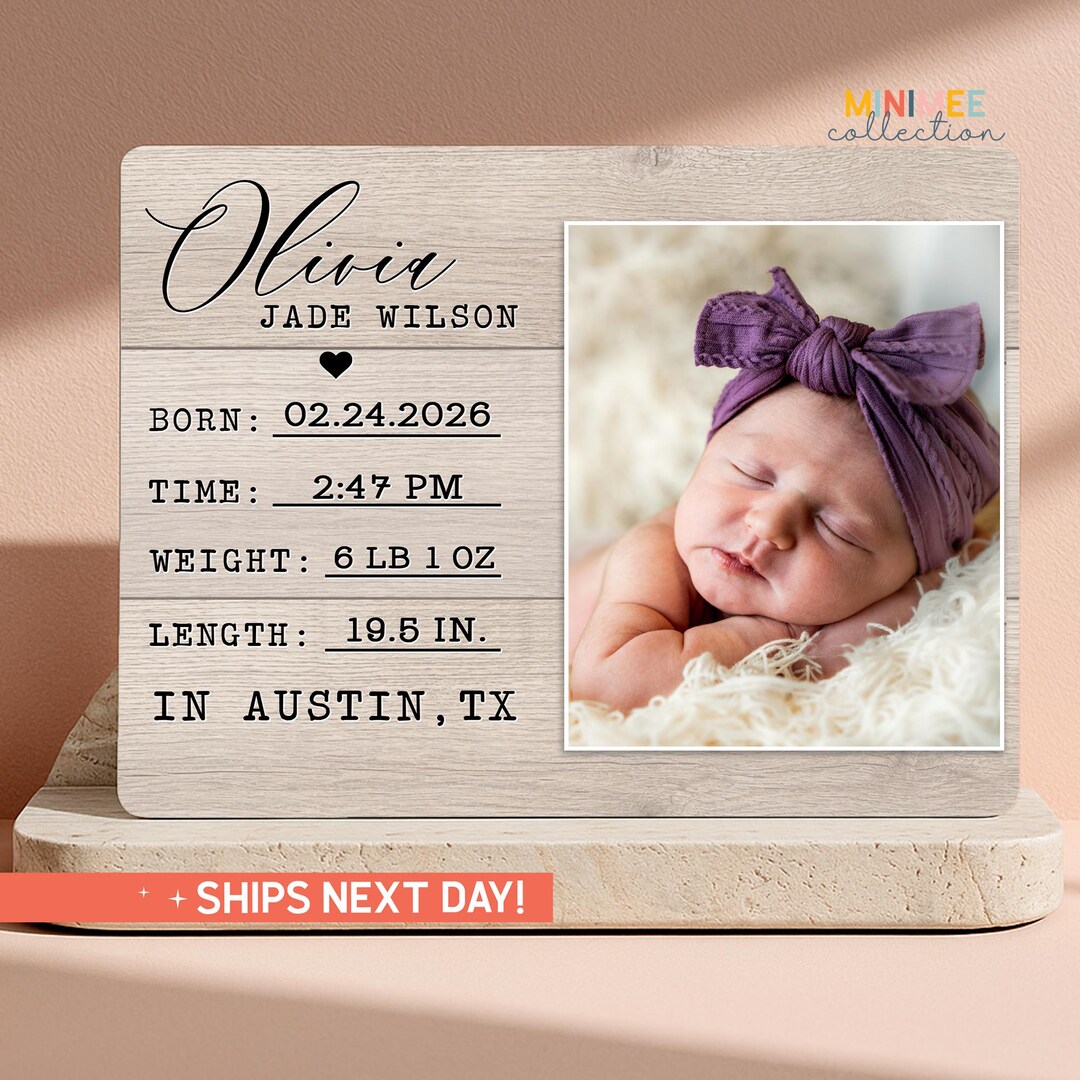 Custom Newborn Stats Gift | Personalized Baby Birth Announcement Frame ...