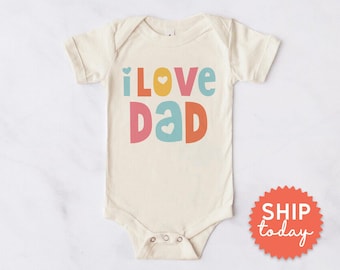 I Love Dad Onesie®, Cute Baby Announcement Outfit, Daddy's Girl Baby Bodysuit, First Time Dad Gift For Baby, (BC-FAM44)