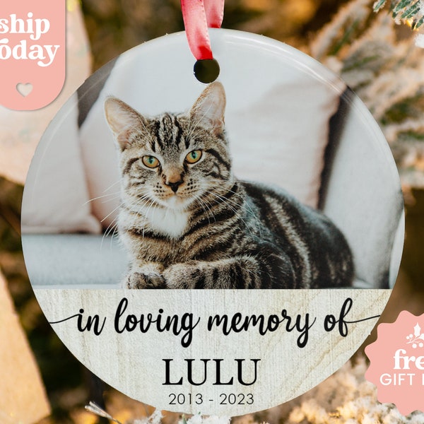 Custom Cat Memorial Ornament, Pet Memorial Gift, Christmas Pet Remembrance Ornament, Pet Loss Keepsake, Pet Owner Memorial Gift