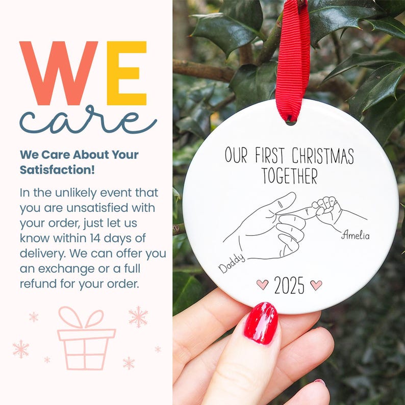 Our First Christmas Together Ornament, New Baby And Daddy Personalized Ornament, Family Keepsake, Custom Baby Name Ornament zdjęcie 5