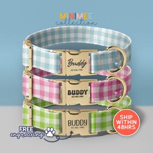 Easter Dog Collar, Girl Boy Custom Spring Fabric Dog Collar, Gift for Dog Lover, Personalized Dog Collars with Name, (DC-110)