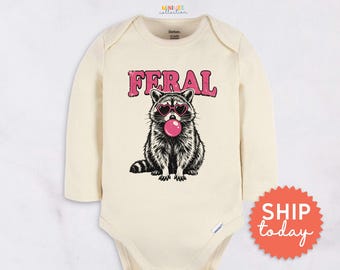Feral Raccoon Infant Onesies® Brand, Funny Bubblegum Raccoon Trendy Baby Clothes(BC-TRE276)