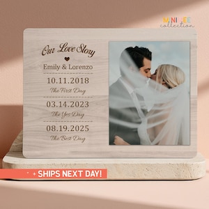 Regalo de aniversario para ella, marco de fotos personalizado para recuerdo de boda, regalo de boda, marco personalizado para regalo de pareja (PS-COU26)