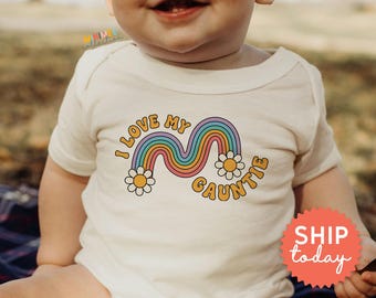Rainbow I Love My Gauntie Baby Onesies® Brand | Retro Baby Bodysuit | Aunt Gift from Niece Nephew | Baby Shower Present (BC-PRI115)