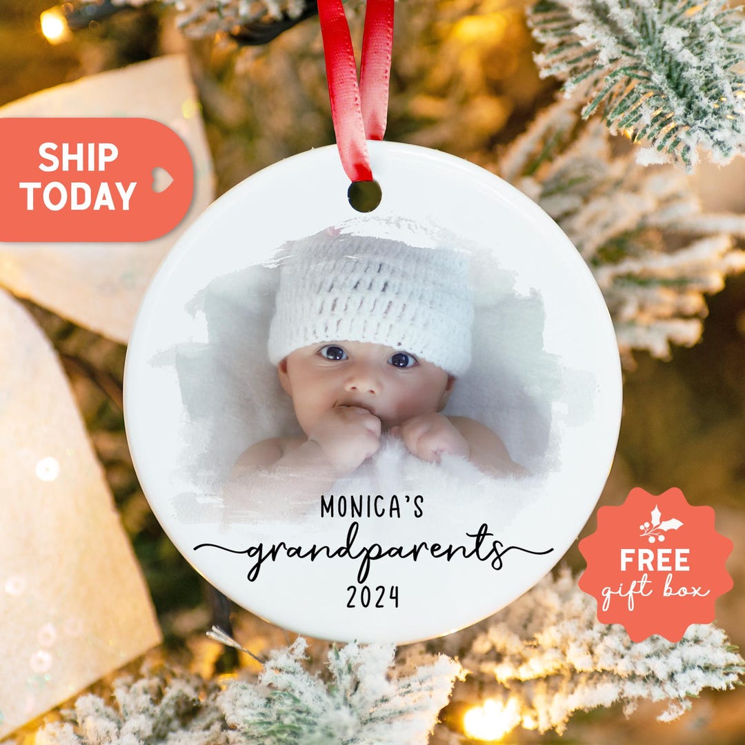 Custom Photo Grandparents Ornament, Baby Photo Ornament 2024