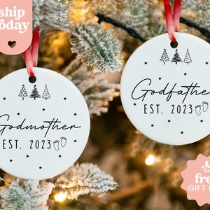 Personalized Godmother Christmas Ornament, Custom Godmother Christmas Keepsake, Christening Baptism Godmother Ornament