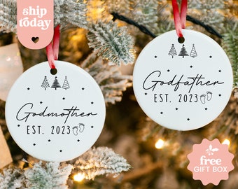 Personalized Godmother Christmas Ornament, Custom Godmother Christmas Keepsake, Christening Baptism Godmother Ornament