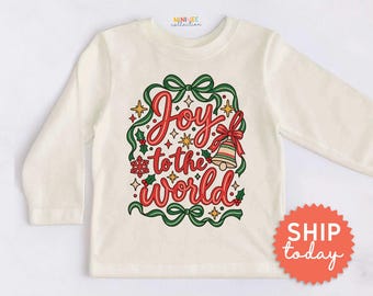 Joy to the World Kids Shirt - Cute Christmas Toddler Tee - Confetti Style Kid Apparel(BC-CHR107)
