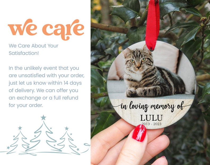 Custom Cat Memorial Ornament, Pet Memorial Gift, Christmas Pet Remembrance Ornament, Pet Loss Keepsake, Pet Owner Memorial Gift zdjęcie 5