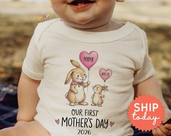 Personalized First Mother's Day Baby Onesies® Brand | New Mom Gift | Cute Baby Bodysuit (BC-7)