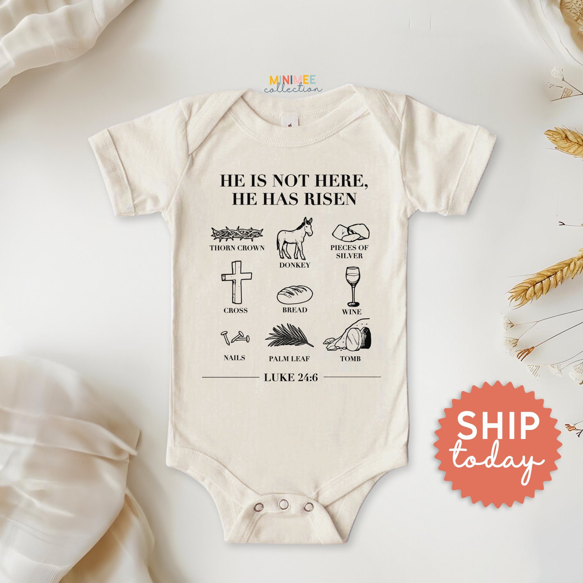 He Is Risen Christian Baby Bodysuit He Is Risen Christian Baby Bodysuit