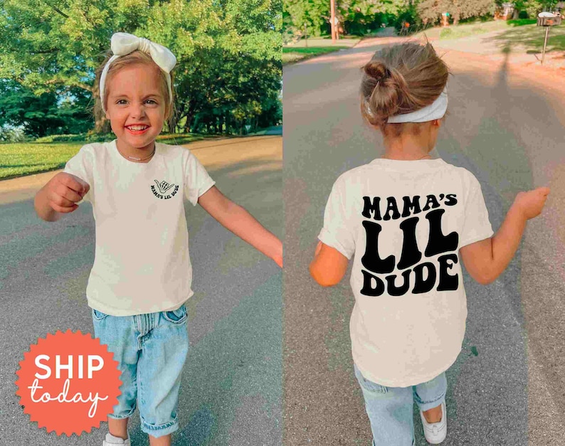Mama's Lil Dude Shirt, Mamas Boy Clothing, Boy Toddler Outfit Gift From Mom, Baby Shower Outfit For Kid, FBC-FAM7, Onesies® Brand image 5