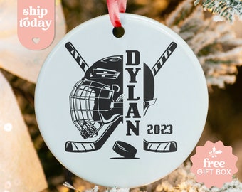 Personalized Hockey Ornament, Custom Sports Ornament, Christmas Present For Hockey Player, Christmas 2023 Hockey Ornament