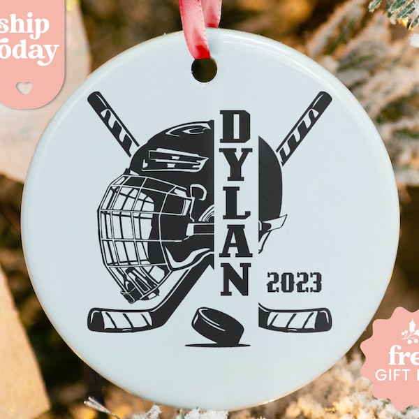 Personalized Hockey Ornament, Custom Sports Ornament, Christmas Present For Hockey Player, Christmas 2023 Hockey Ornament