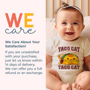 a baby wearing a t - shirt with a taco cat on it