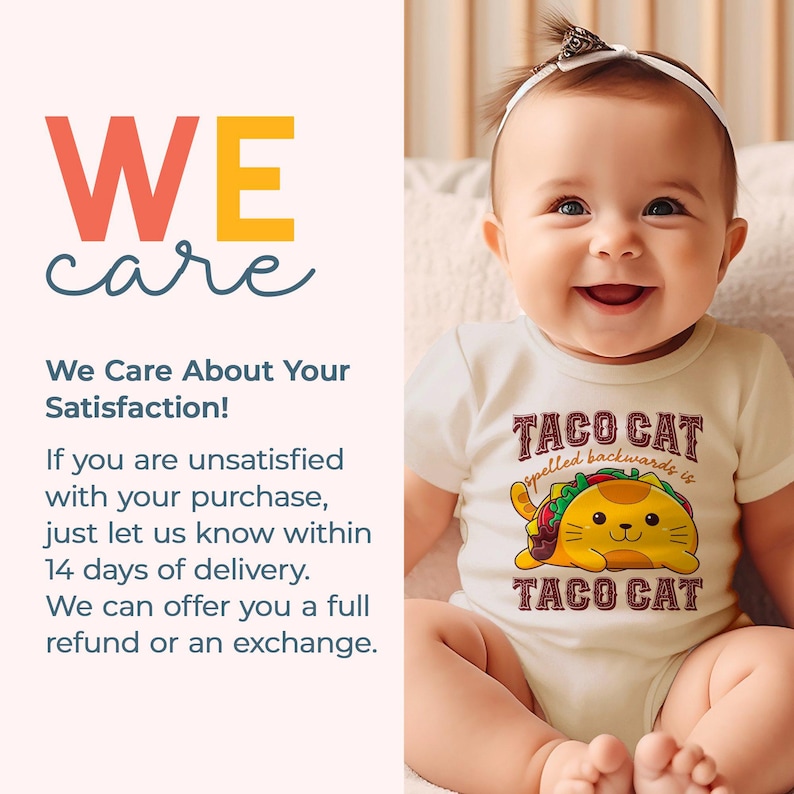 a baby wearing a t - shirt with a taco cat on it