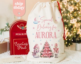 Livraison spéciale personnalisée pour le sac du Père Noël, cadeau de nom personnalisé pour les vacances, sac de réveillon de Noël, cadeau de Noël pour enfants, (CB-16 spécial)