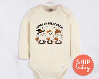 Trick or Treat Crew Baby Onesies® Brand - Cute Halloween Ghost Bodysuit - First Halloween Baby Outfit(BC-HAL190)