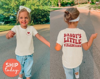 Daddy's Little Valentie Shirt, Toddler Girl Valentine Clothing, Kids 1st Valentine Outfit, Girl Kid Valentine Outfit, (FBC-VAL7)