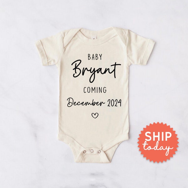 Custom Baby Coming December Onesie®, Personalized Gift For Expecting Baby, December 2024 Baby Bodysuit, (BC-FAM199 Coming)