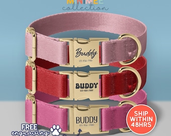 Personalized Multiple Color Waterproof Silent Dog Collar, Pink+Red+Maroon, Wedding Dog Collar, Adjustable Size, (DC-18)