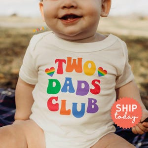 Two Dads Club Onesie® Brand , Gay Parents Baby Bodysuit , Two Gay Dads Fathers Day , LGBTQ Baby Shower , (BC-PRI4)