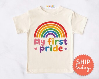 My First Pride Shirt Baby Toddler Rainbow Tee | Kids Pride Month Outfit | LGBTQ Ally Family Shirt(BC-PRI116)