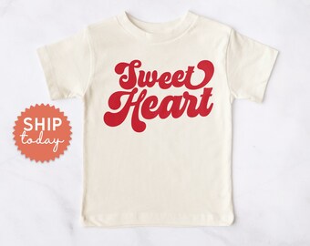 Retro Sweet Heart Toddler Shirt, Little Miss Sweetheart Shirt, Happy Valentine’s Day Shirt, Valentines Kids Gift, (BC-VAL73)