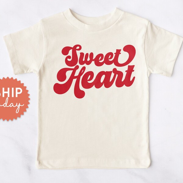 Retro Sweet Heart Toddler Shirt, Little Miss Sweetheart Shirt, Happy Valentine’s Day Shirt, Valentines Kids Gift, (BC-VAL73)