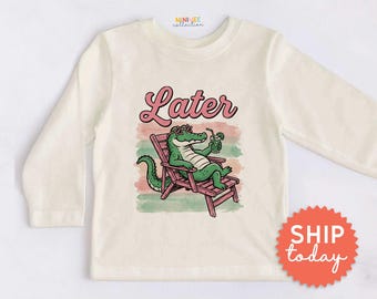 Retro Alligator Later Kids Tee - Funny Toddler Shirt (BC-TRE266)