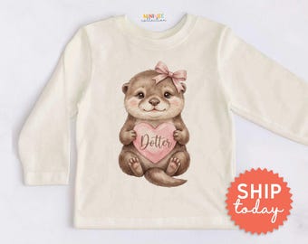 Otter Kids Shirt - Cute Woodland Toddler Tee - Animal Lover Outfit(BC-TRE281)