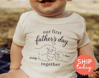Personalized First Father's Day Onesies® Brand | Custom Daddy and Me Baby Bodysuit | New Dad Gift with Baby Name (BC-DAD102)
