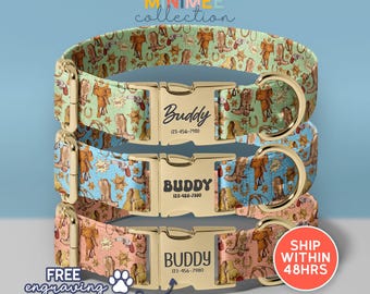 Custom Western Cowboy Dog Collar| Engraved Name Buckle for Boy Dog (DC-302)