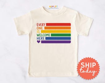 Rainbow Pride Month Toddler Shirt | LGBTQ Equality Tee | Inclusive Rainbow Stripes Shirt (BC-PRI121)