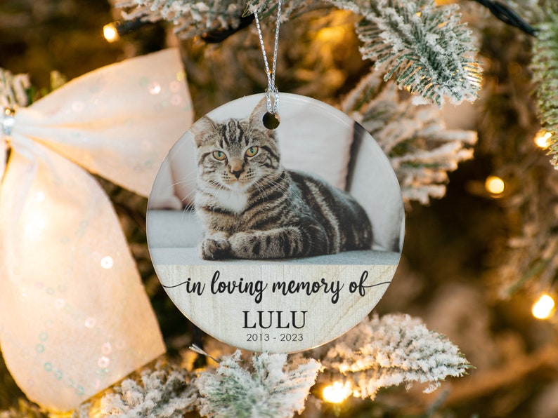 Custom Cat Memorial Ornament, Pet Memorial Gift, Christmas Pet Remembrance Ornament, Pet Loss Keepsake, Pet Owner Memorial Gift In Loving Memory