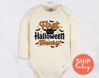 First Halloween Baby Onesies® Brand - Personalized Halloween Natural Bodysuit - Newborn Halloween Outfit(BC-HAL174)