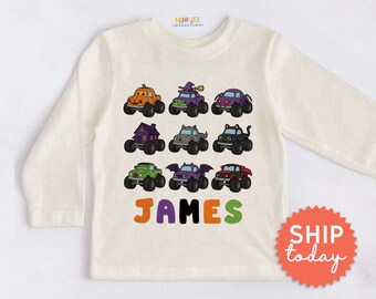 Personalized Truck Kids Shirt - Custom Name Retro Toddler Tee - Boys Birthday Outfit(BC-HAL180)