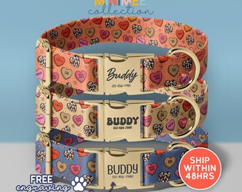 Personalized Cowgirl Dog Collar | Adjustable Pet Collar with Engraved Gold Buckle (DC-303)