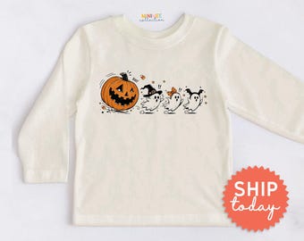 Pumpkin Ghosts Toddler Shirt - Cute Halloween Kids Tee - Trick or Treat Fall Outfit(BC-HAL187)