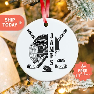 Personalized Hockey Ornament, Custom Sports Ornament, Christmas Present For Hockey Player, Christmas 2025 Hockey Ornament