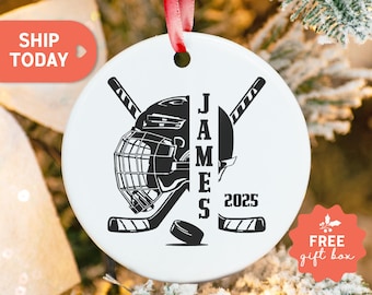 Personalized Hockey Ornament, Custom Sports Ornament, Christmas Present For Hockey Player, Christmas 2025 Hockey Ornament
