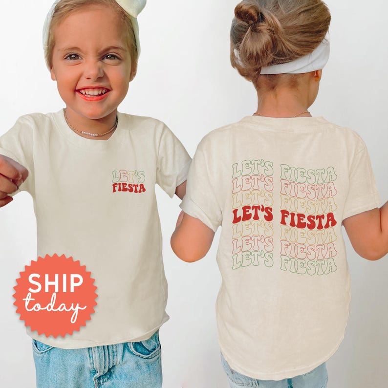 Let's Fiesta Shirt, Kids Mexican Party Apparel, Cute Cinco De Mayo Gift For Toddler, Mexican Kids Fiesta Outfit, (FBC-CDM12) Bild 1