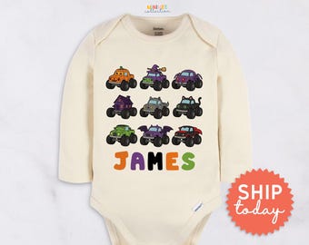 Personalized Truck Baby Onesies® Brand - Custom Name Halloween Bodysuit - Trick Or Treat Outfit(BC-HAL180