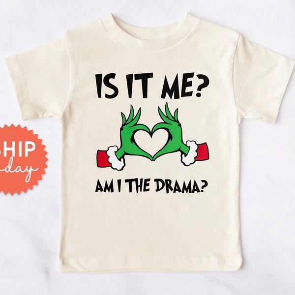 Est-ce moi ? Suis-je le drame ? Chemise pour tout-petit, chemise de Noël drôle pour enfant, t-shirt de vacances pour tout-petit, cadeau de Noël pour garçon ou fille, (BC-CHR72)