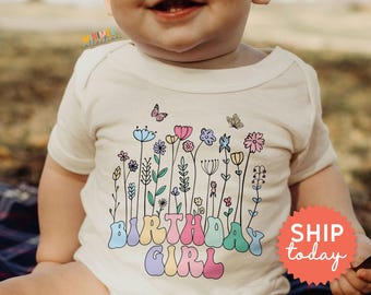 Birthday Girl Onesie® for Toddler, Birthday Girl Flower Wear, Cute Onesie for Birthday Party, Rainbow Birthday Shirt (BC-BIR73)