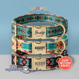 Personalized Bohemian Dog Collar, Customized Pet Accessories, Boho Dog Collar, Adjustable Size, Gift for Dogs, (DC-81)