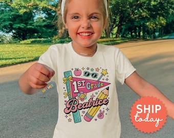 Personalized 1st Grade Girls Shirt | Back to School Kids Tee with Name(BC-SCH199)