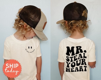 Mr. Steal Your Heart Shirt, Kids Valentine Clothing, Boy Toddler First Valentine Apparel, Kids Valentine's Day Outfit, (FBC-VAL4)