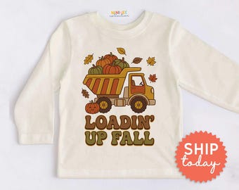 Loadin' Up Fall Toddler Shirt - Cute Pumpkin Truck Kids Tee - Autumn Outfit(BC-FALL122)