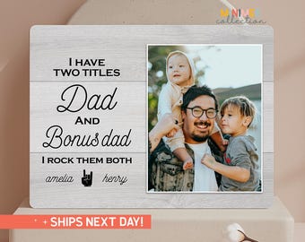 Personalized Dad Bonus Gift | Stepdad Father's Day Gift | Custom Family Picture Frame with Names  (PS-DAD56)